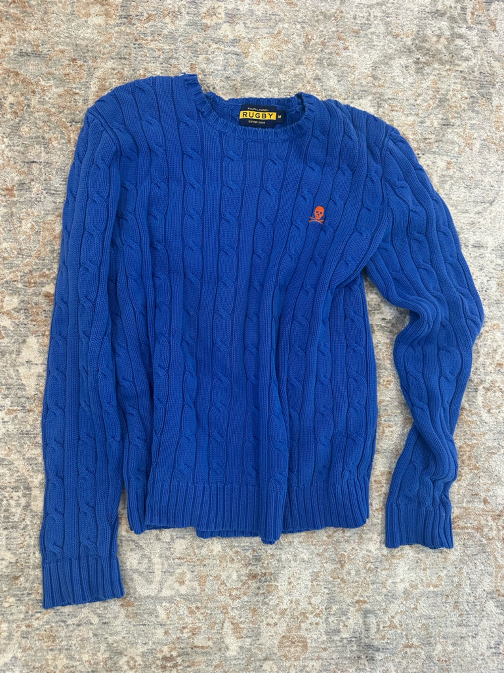 Vintage Ralph Lauren Rugby! Cable Knit Sweater in Royal Blue - unisex.